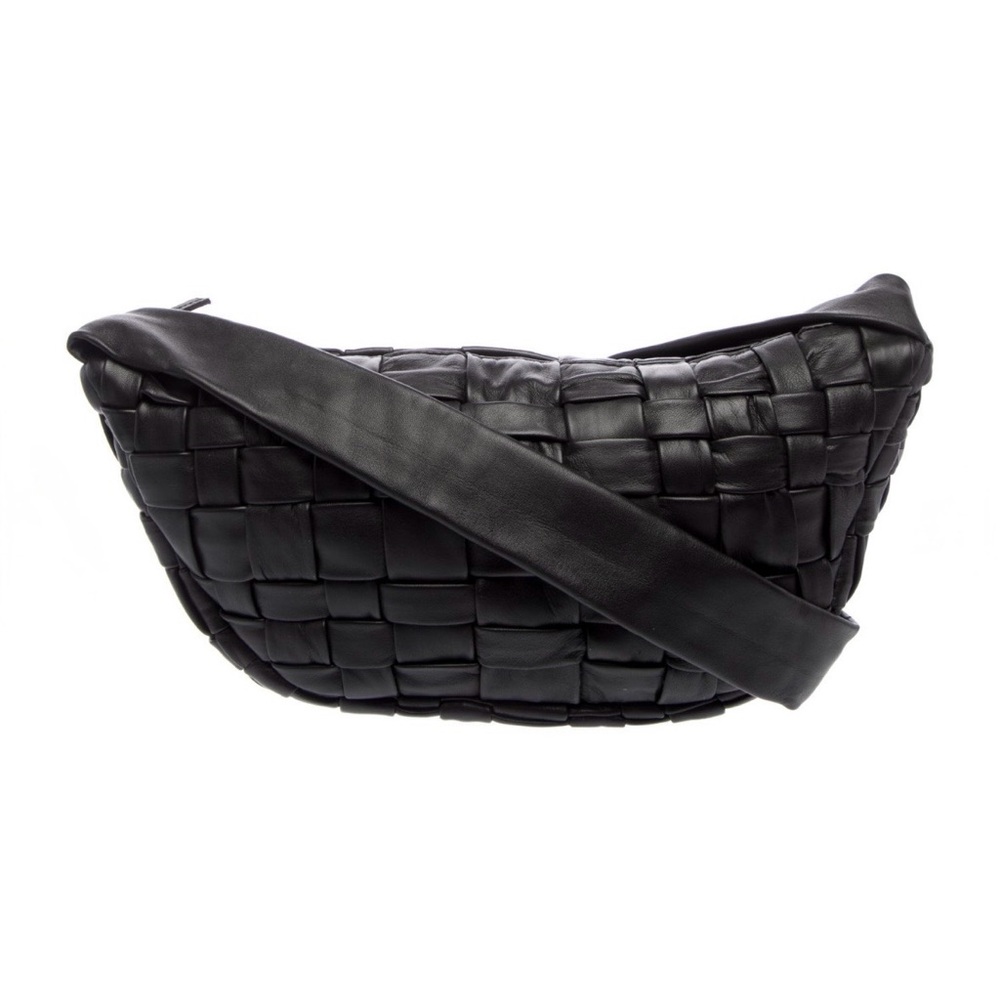 St. Agni Black Leather Woven Shoulder Bag - Picture 4 of 6